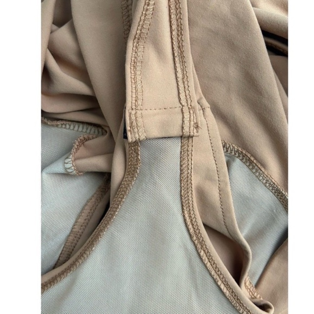 MANGOPOP Women XL Brown Square Neck Long Sleeve Snap Crotch Bodysuit Neutral - Picture 8 of 9